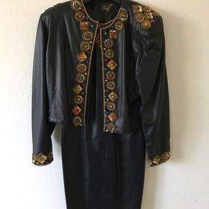 Custom Leather Embellished Jacket & Dress